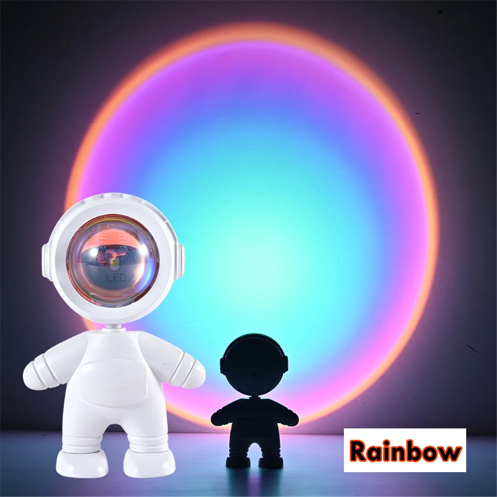 Sunset Night Light Projector Spaceman Sunset Lamp Live Streaming Beauty Photo Room Decor Rechargeable Astronaut Projector Light