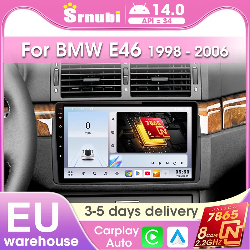 Srnubi 9 "2 Din Android Auto Carplay pour BMW E46 M3 1998-2006 WIFI BT Autoradio DSP systèmes intelligents de voiture multimédia