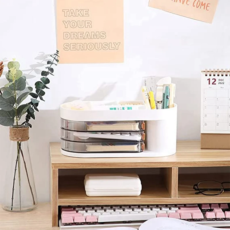 صندوق تخزين متعدد الوظائف ، حامل قلم دوار ، أنبوب شفاف ، أدوات مكتبية ، صندوق تشطيب