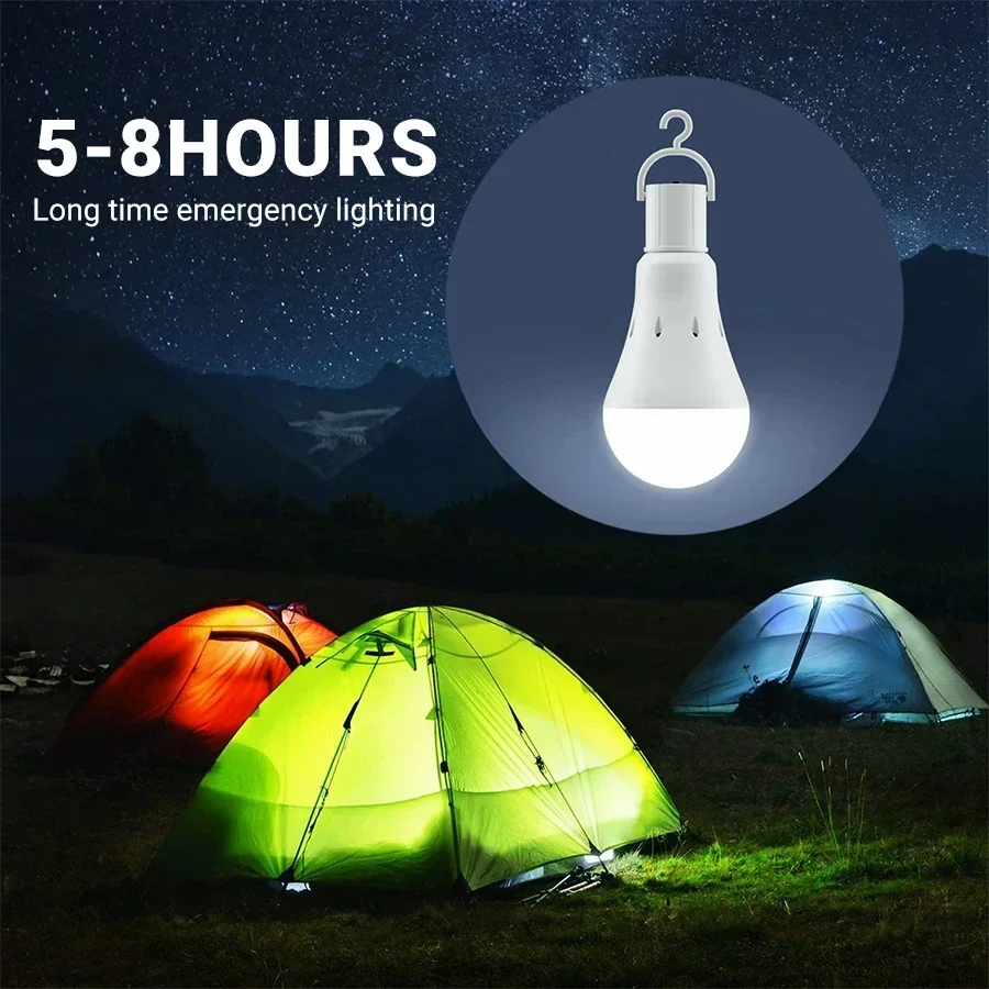 15W 9W Portable Rechargeable Emergency Light Bulb LED Outdoor Working Fishing Camping Tent Bulb E27 Home Outage Lighting Lamp