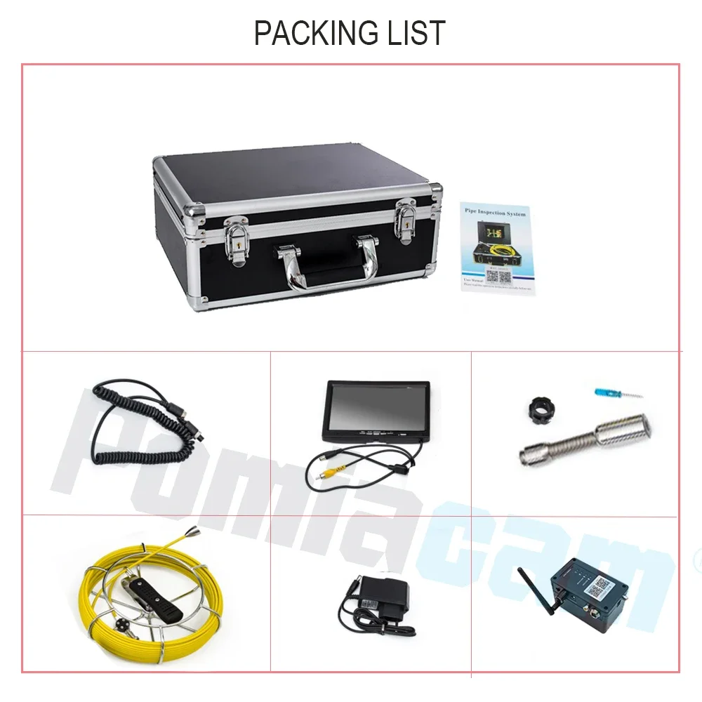 Système d'inspection des égouts avec câble de 100m 6.5/17/23mm WP90, caméra Endoscope 9 '', Vision nocturne, boroscope
