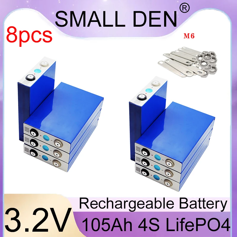 

LiFePO4 3.2V 105AH Lithium Iron Phosphate New Battery DIY12V 24V Suitable for Golf Cart and Ship Solar Energy Systems