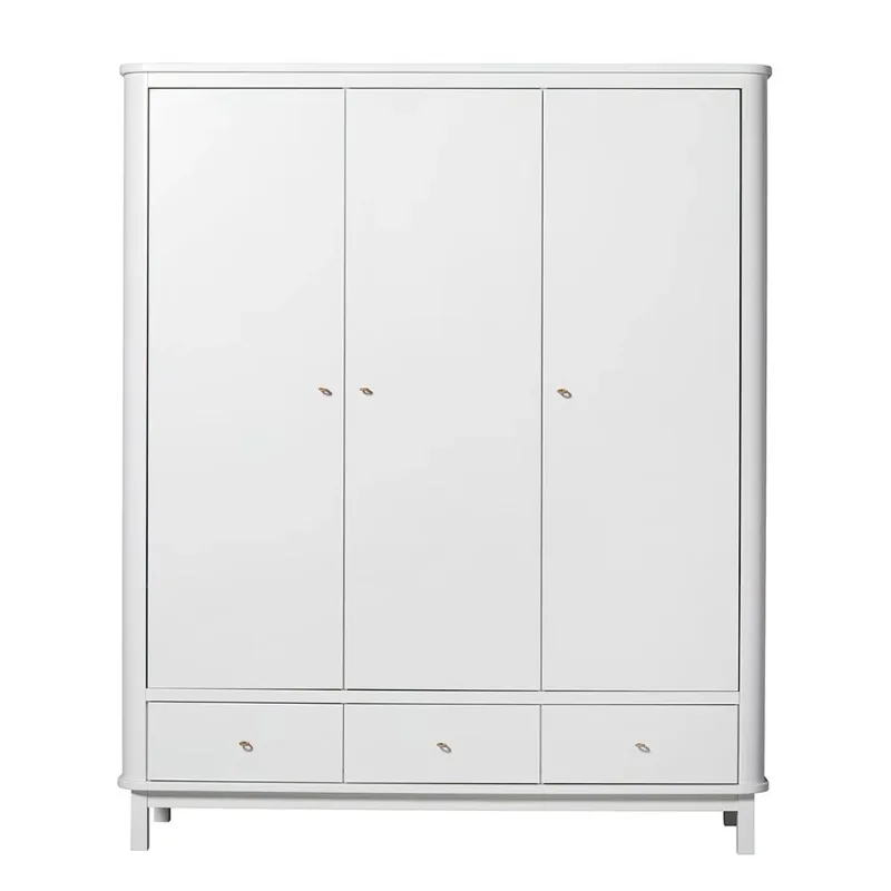 Custom Modern Bedroom White Three Door Wardrobe Multifunctional Storage Wardrobe