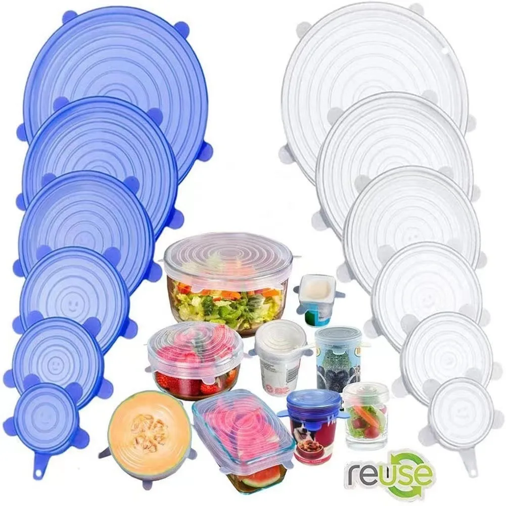 6Pcs Silicone Stretch Lids, Food Bowl Covers, Reusable Food Saving Covers, Retractable Multifunctional Fresh-keeping Lid