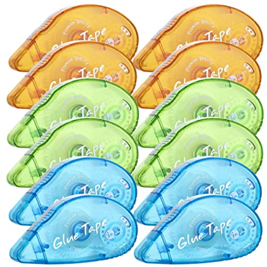 

12 Pack Double Sided Tape Roller Scrapbooking Tape Permanent Adhesive Tape Dispenser Runner for Crafts and Arts Projects Photo-