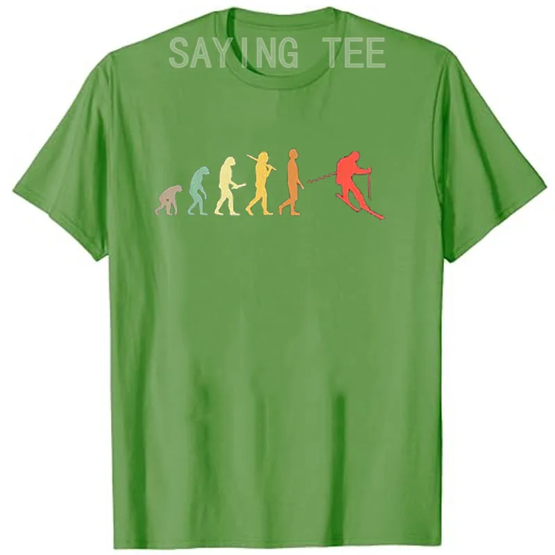 Retro Skiing Evolution Gift for Skiers T-Shirt Humor Funny Slalom Downhill Skiers Graphic Outfits Skiing Lover Saying Tee Gifts