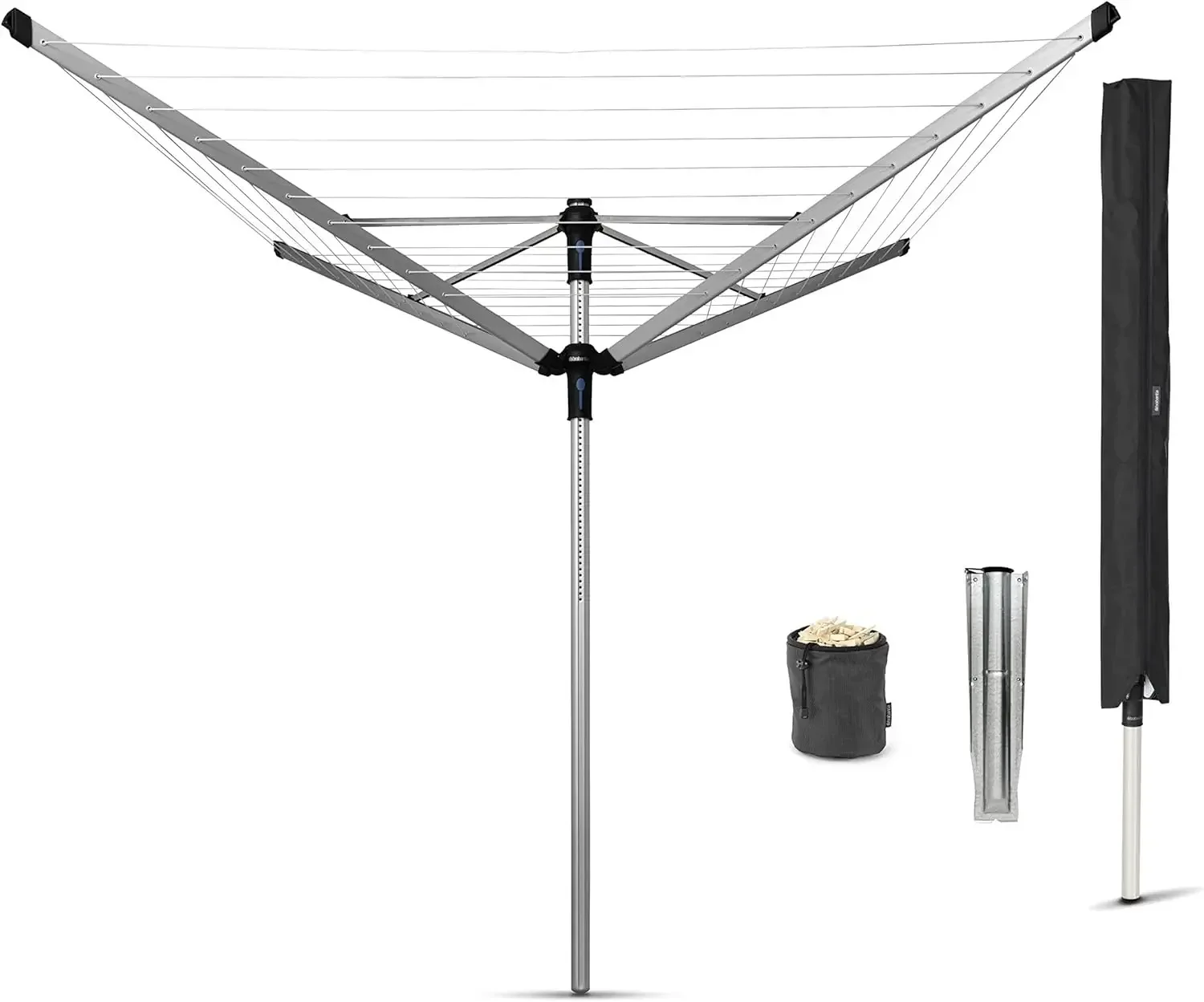 

Сушилка для белья Lift-O-Matic Advance Outdoor с 4 кронштейнами (164 фута/Ø 1,97 дюйма), регулируемая по высоте, складная, с креплением к земле