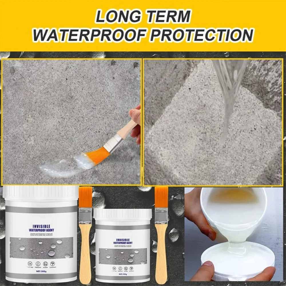 300g Waterproof Sealing Coating transparent Paste Glue with brush for Roof Bathroom Bathtub