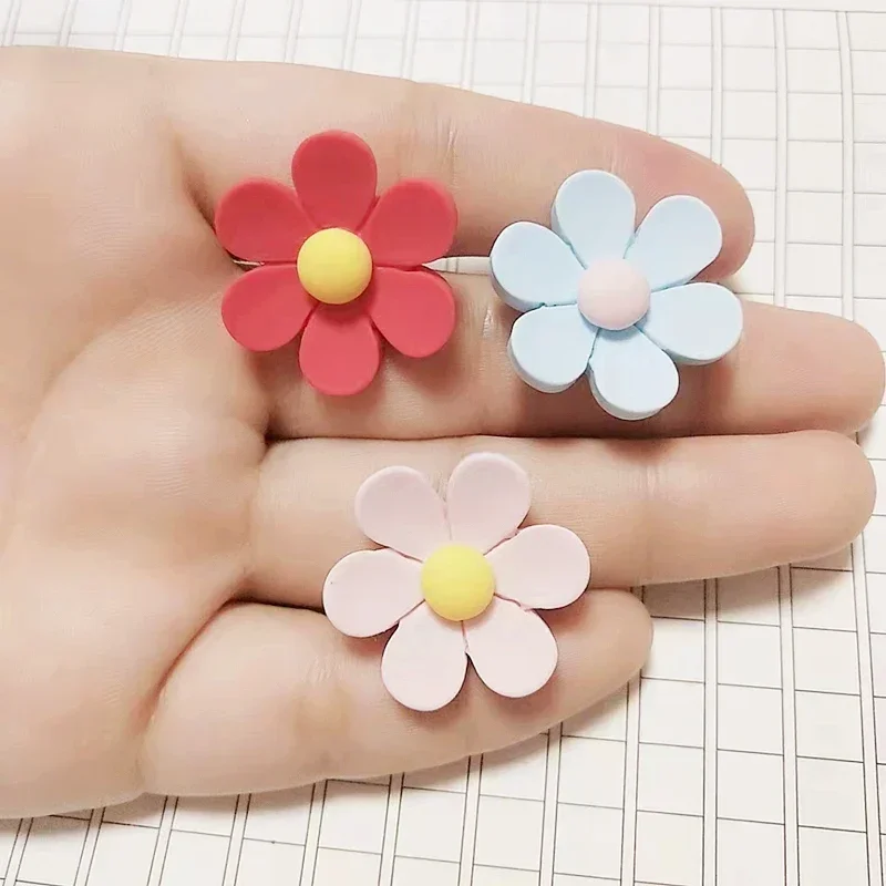 10Pcs Medium Flowers Flat Back Planar Resin Women Girl Bowknot Hairpin Earrings Crafts Materials Clothing Hat Arts Patch