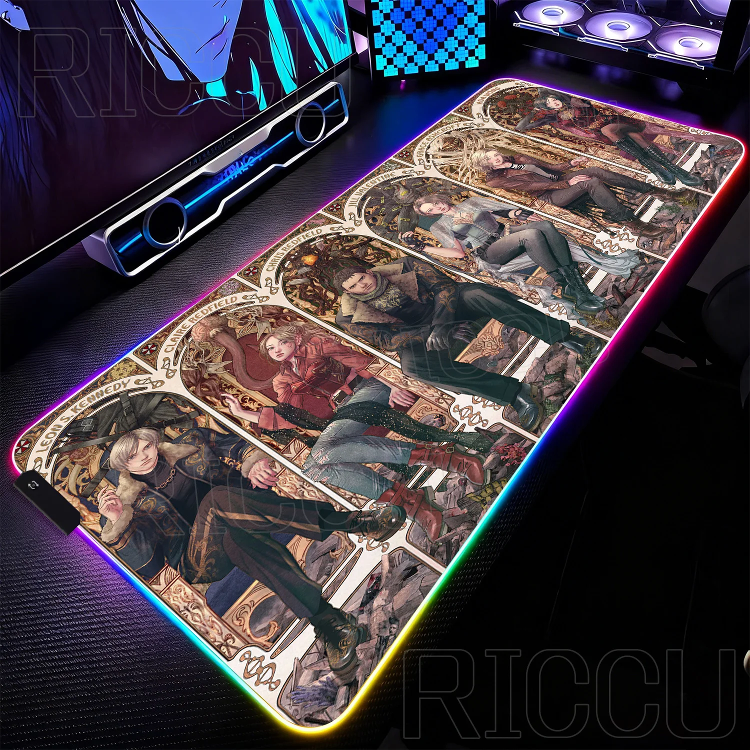 RGB XXL HD Large Gaming Non-slip Mouse pad Resident Evil Requiem Rubber Durable Keyboard LED Desk Mat Laptop PC Accessories Rug