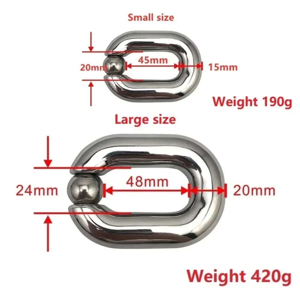 Male Heavy Duty BDSM Stainless steel Ball Scrotum Stretcher metal penis bondage Cock Ring Delay ejaculation male new Sex Toy Men - view 6