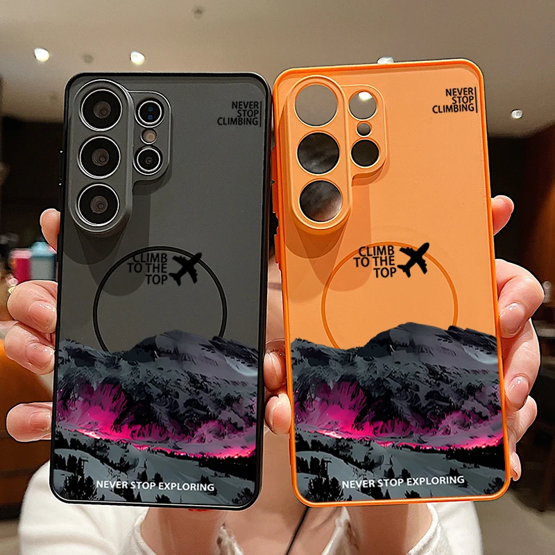 Airplane Mountain Pattern Magnetic Phone Case For Samsung Galaxy S26 S25 S24 Ultra Edge S23 FE A17 A56 A37 A16 A55 A36 A55 Cover