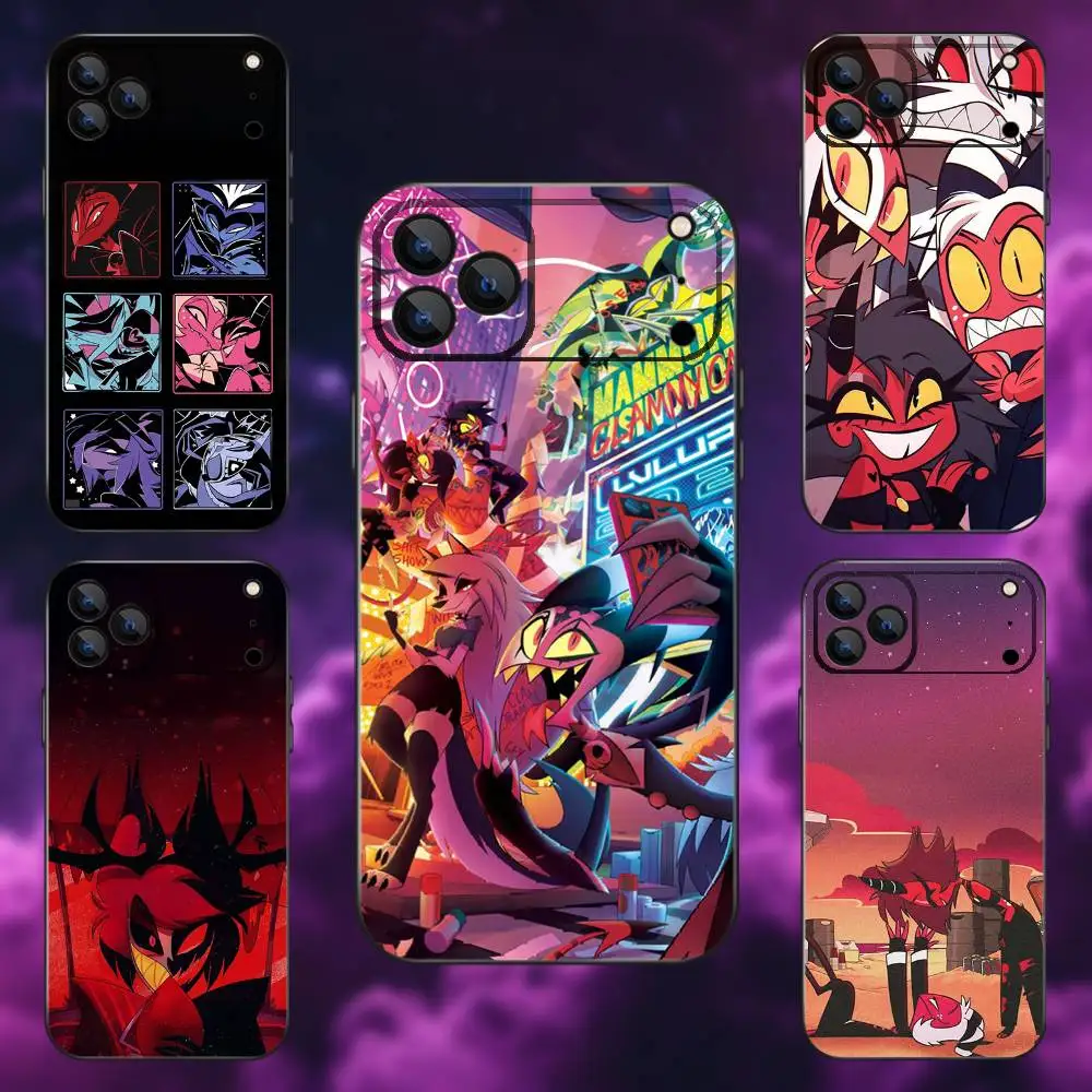 حافظة هاتف أنيمي H-Helluva B-Boss لهواتف iPhone 17,16,15,14,13,12,Pro,Max,Plus,E,SE4,Air,Mini Black Soft Box