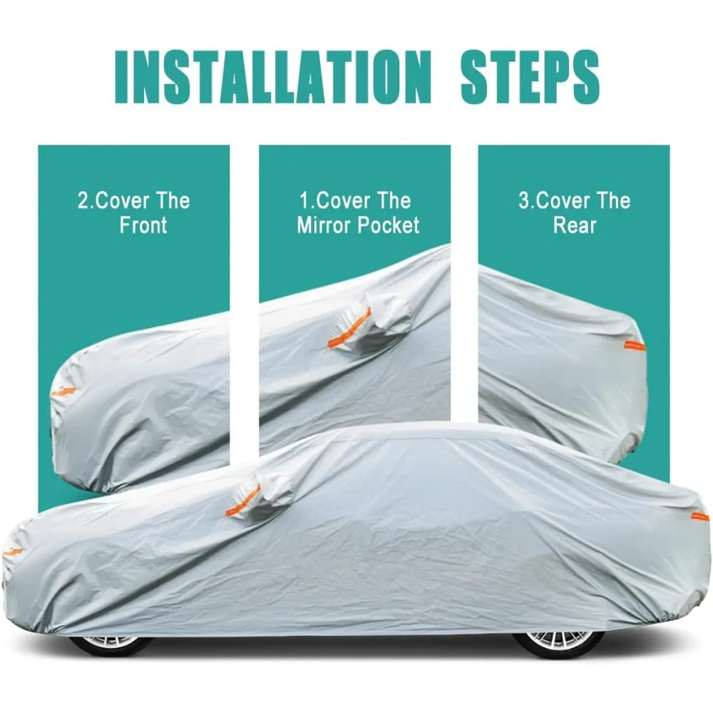غطاء سيارة مناسب تمامًا لحماية جميع الأحوال الجوية، مقاوم للماء عالي التحمل، مناسب لموديلات 1990-2025، حماية من أشعة الشمس والأشعة فوق البنفسجية والمطر،