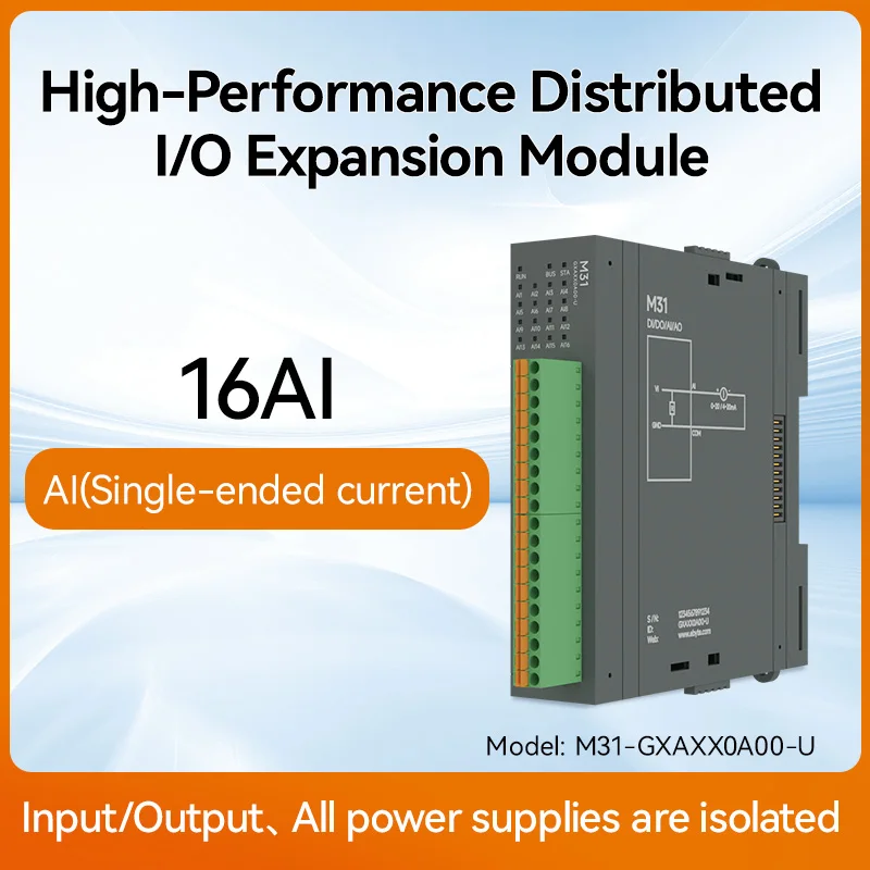 Remote IO Gedistribueerde IO NIEUWE Versie M31-AFAX4440G-U DI/DO/AO/AI RS485 RJ45 Modbus Met Uitbreidingsmodule CDEBYTE PNP NPN DIP