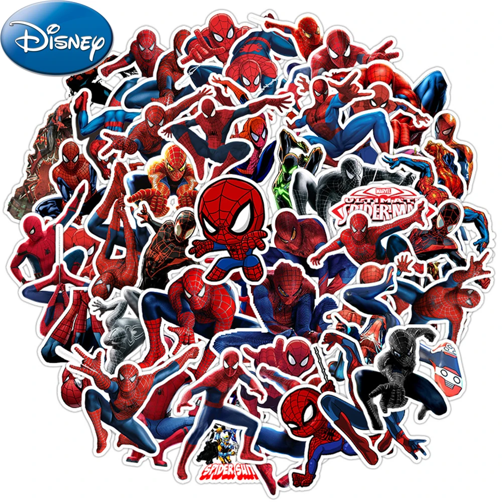 

10/30/50pcs Cool Disney Spider Man Cartoon Stickers Decals for Kids Toy DIY Phone Water Bottle Luggage Anime Super Hero Sticker