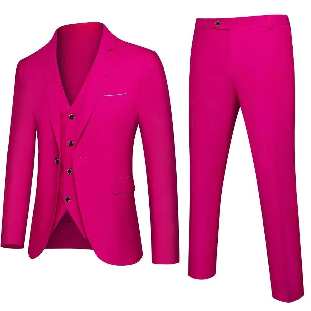 Mannen Pakken 3-delige set Notched Revers Slim Fit Smoking Formeel Smart Casual Bruiloft Pak Twee Knopen Aanpasbaar