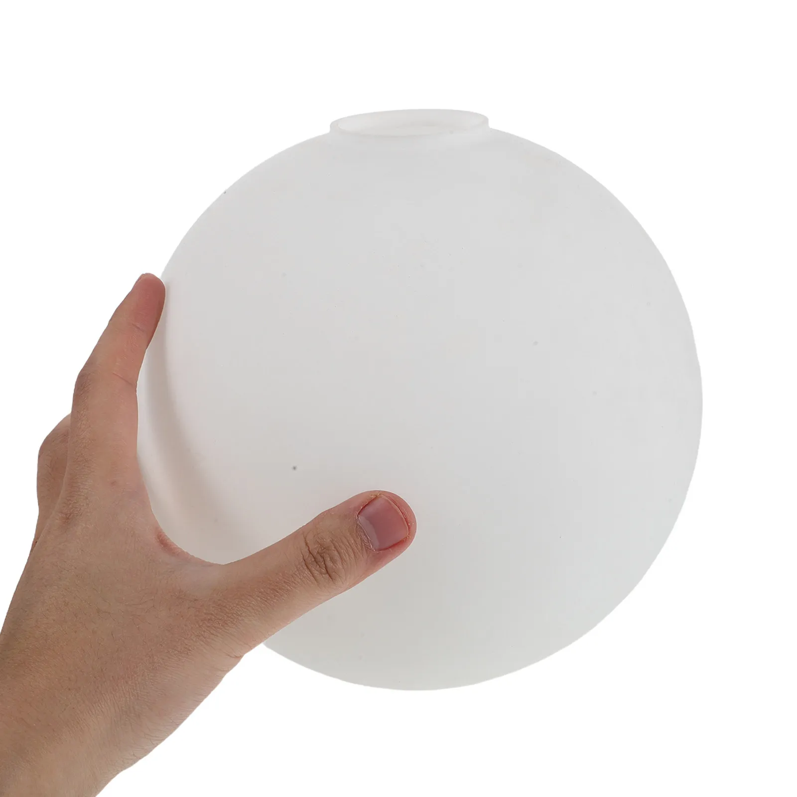 White Frosted Glass Globe Lampshade Double Hole Flat Mouth Design Replacement Lamp Shade for Table Pendant Ceiling Light