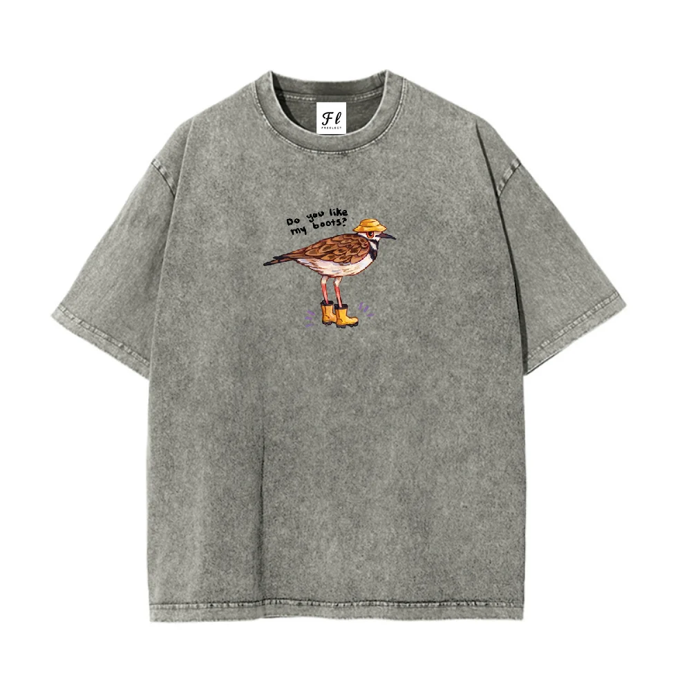 

Cute Bird Print T Shirt Unisex Loose Crewneck Cotton Top Trendy Harajuku Streetwear Fashion Soft Lightweight Tee for Men Women