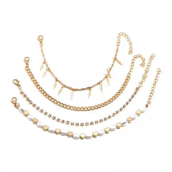 Adjustable Gold Ankle Bracelets Multilayer Chain Set Women Foot Jewelry Summer Beach Gift