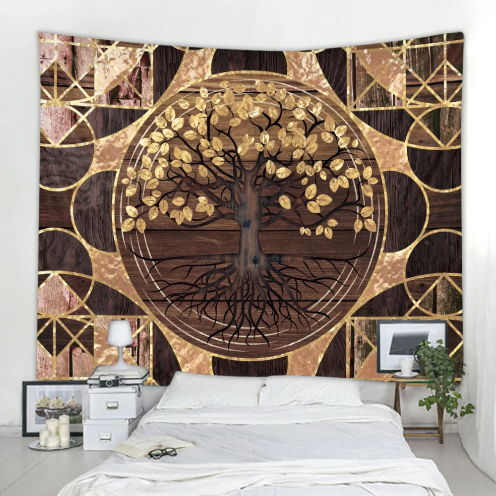 Viking Mystic Symbols Tarot Home Decor Tapestry Psychedelic Scenes Hippie Boho Wall Hanging Room Wall Decor Yoga Mat Sheets