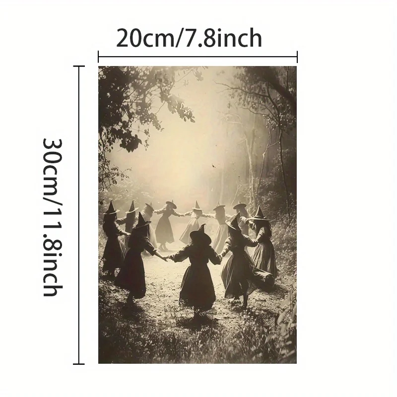 2D Flat, 1pc Frameless Canvas, Salem Witch, Poster, Wall Decor for Living Room, Bedroom, Office, Dining Room, Bar, Artwork, P