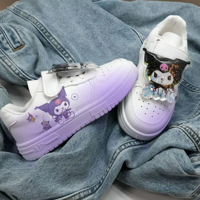 

Sanrio Kawaii Anime Kuromi Children Small White Shoes Cute Cartoon Ins Fashion Casual Board Sneakers Lovely Gifts for Kids