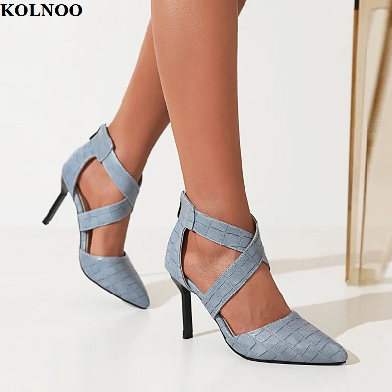 

Женские сандалии ручной работы Kolnoo на высоком каблуке, босоножки на ремешке с острым носком, летняя повседневная обувь, модная вечерняя Обувь