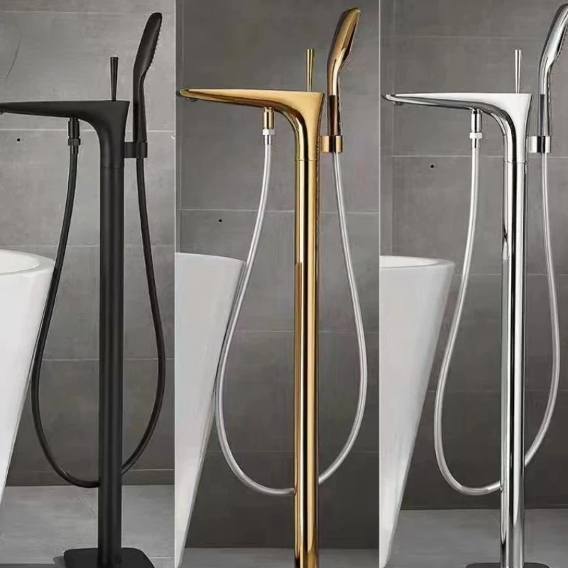 Floor Standing Bathtub Faucet Brass Bath Faucet Independent Cold and Hot Water Shower Faucet Tub Mixer Tap Handshower Mixer