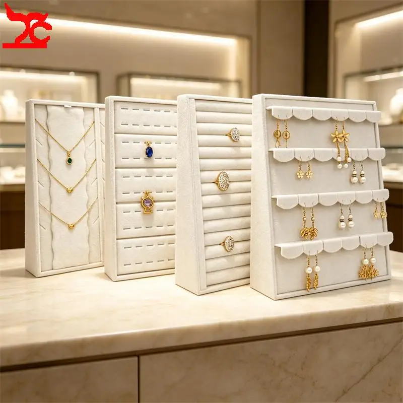 soft-beige-velvet-jewelry-display-rack-multi-slot-necklace-ring-earring-storage-tray-desktop-decoration-jewelry-organizer-holder