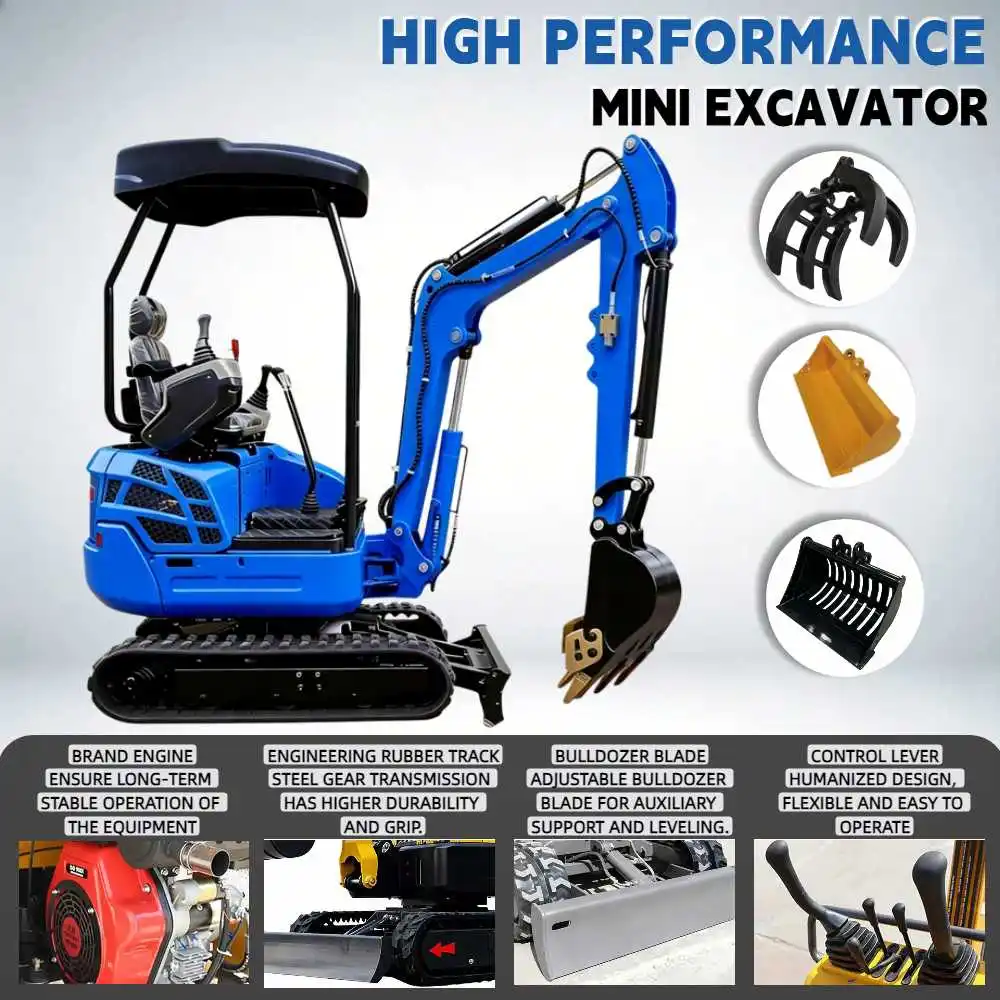 

Crawler Digger 0.8Ton-1.8Ton Kubota Engine Hydraulic Machine Energy Saving Adjustable Cab Farm Families Direct Sale