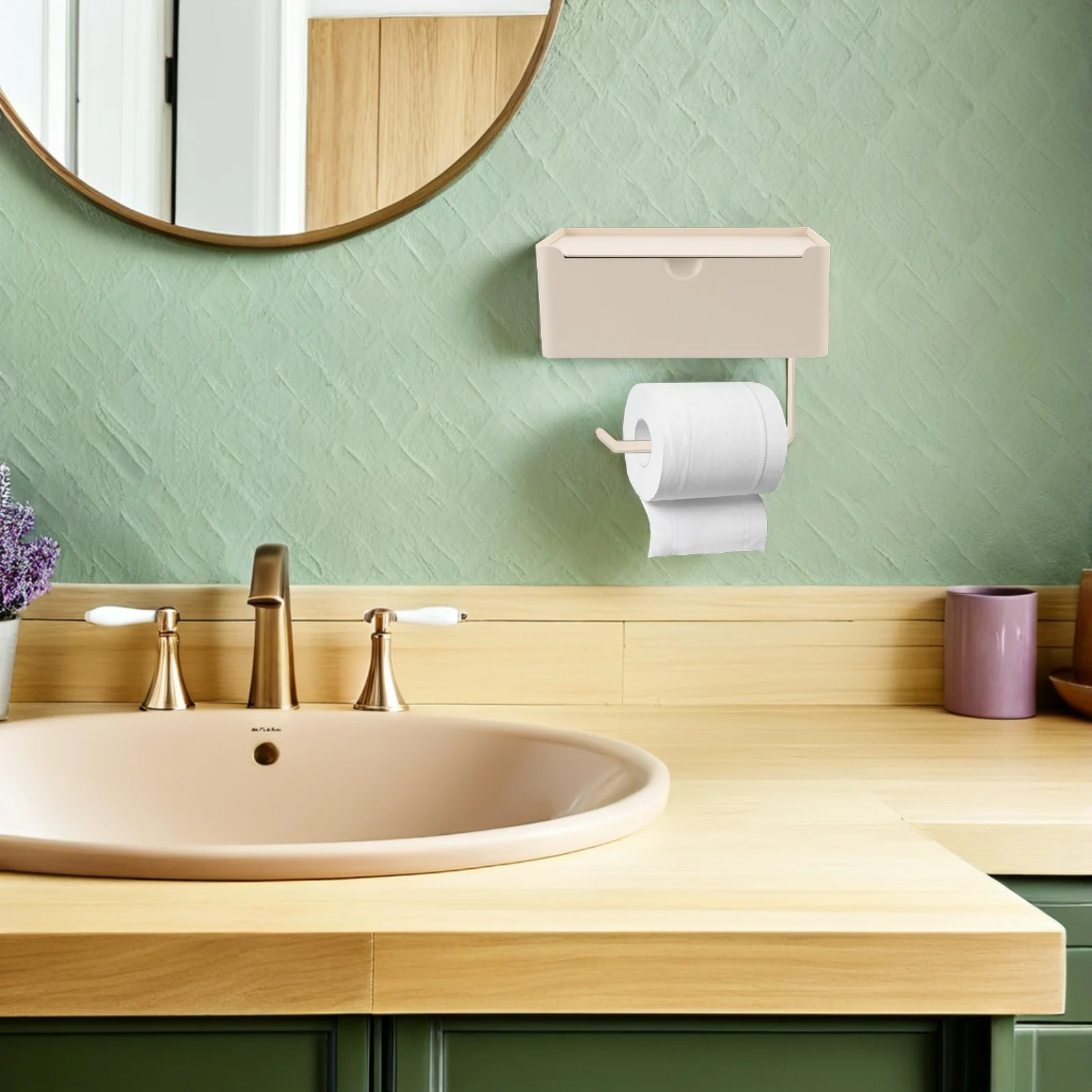 

Bathroom Wall-Mounted Foldable Waterproof Garbage Bag Holder No-Drill Toilet Paper Holder Space-Saving Tissue Organizer Restroom