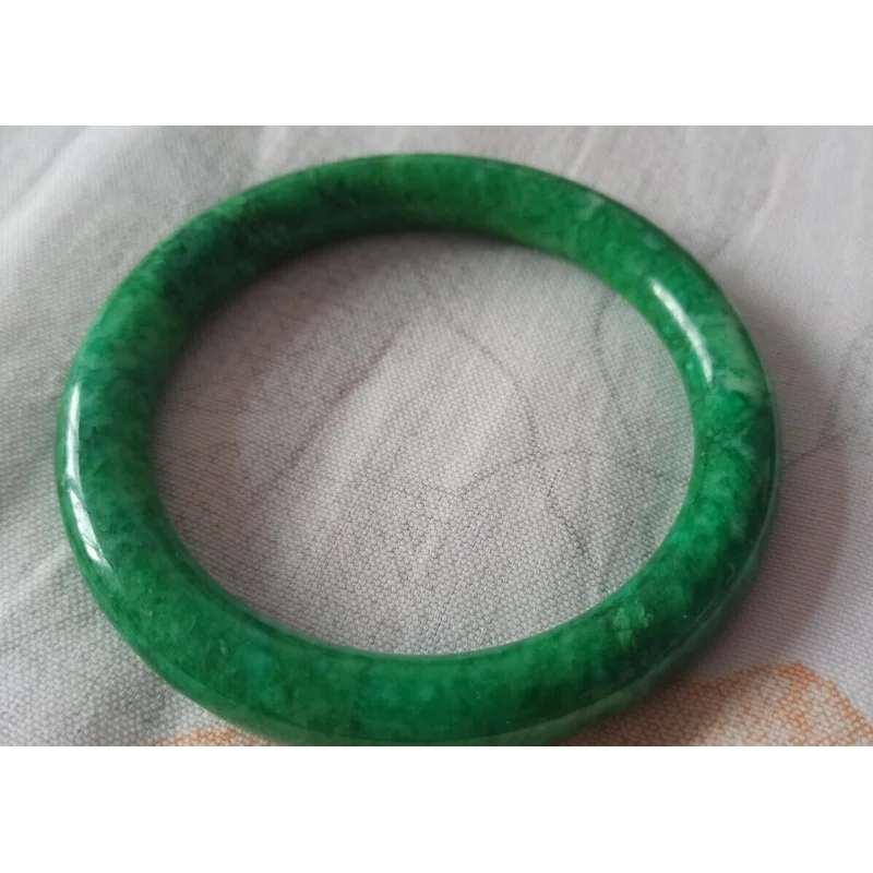 

62mm Natural floating green hard body handmade jade bracelet