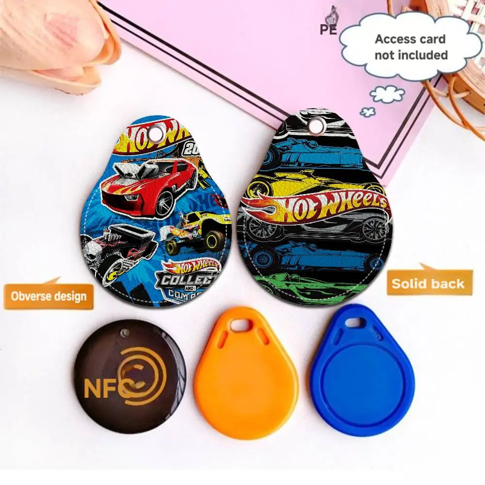 

Super Car H-hot W-wheels Adorable Teardrop Acc Control Card Protector Bus Keychain Elevator Card Holder Student PU Material