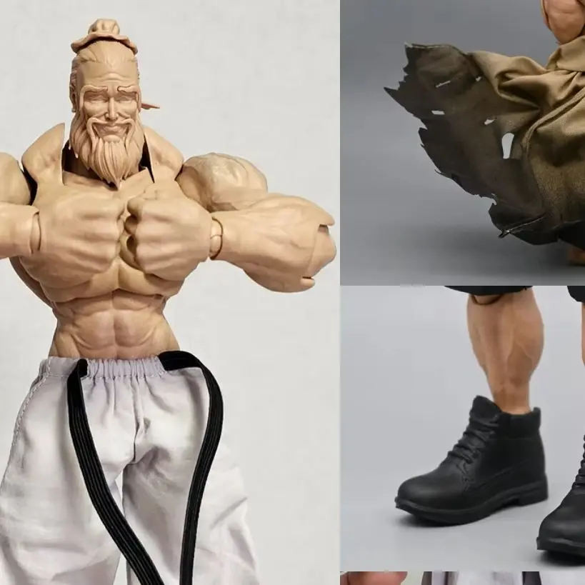 【Sin figura】 Pantalones de soldado hechos a mano a escala 1/12, zapatos de cuero Zori, Samurai Fit ROMANKEY UMS003, modelo de figura de acción BIG GUY, Juguetes