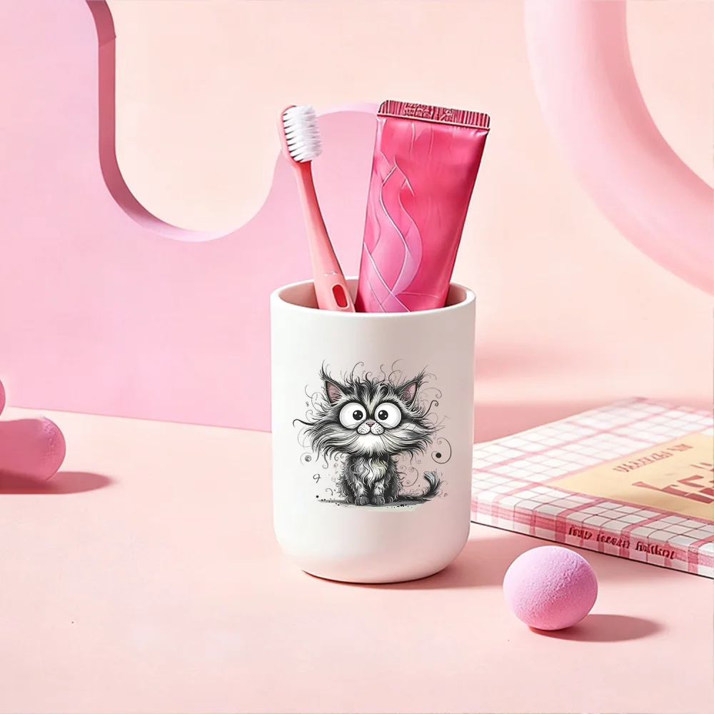 1pc cute Cartoon Cat toothbrush cup, bathroom water cup, wash cup, and mouthwash cup a perfect gift for family and friends.
