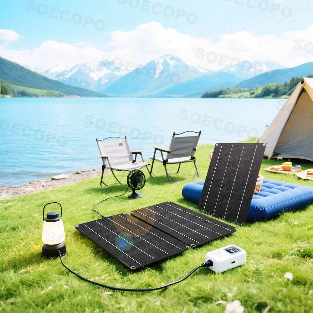 SOECOPO 2400W Flexible Solar Panel Kit 3pcs 800W Photovoltaic Panels18V Battery Charger with Free 100A Controller for RV Camping