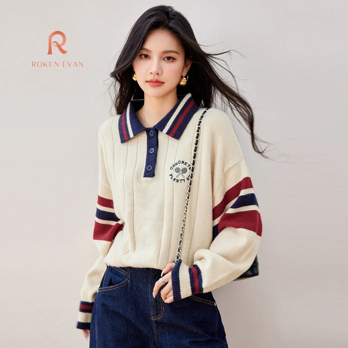 

ROKEN EVAN 2024 Autumn Women School Korean Fashion Design Long Sleeve Top Feminino Muslim Cardigans Oversized Sweater Outfit