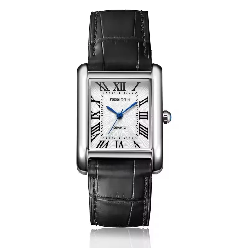 REBIRTH 002 Elegant Women's Quartz Watch Simple Square Dial Casual Leather Strap Waterproof Daily Elegant Women's Business Watch