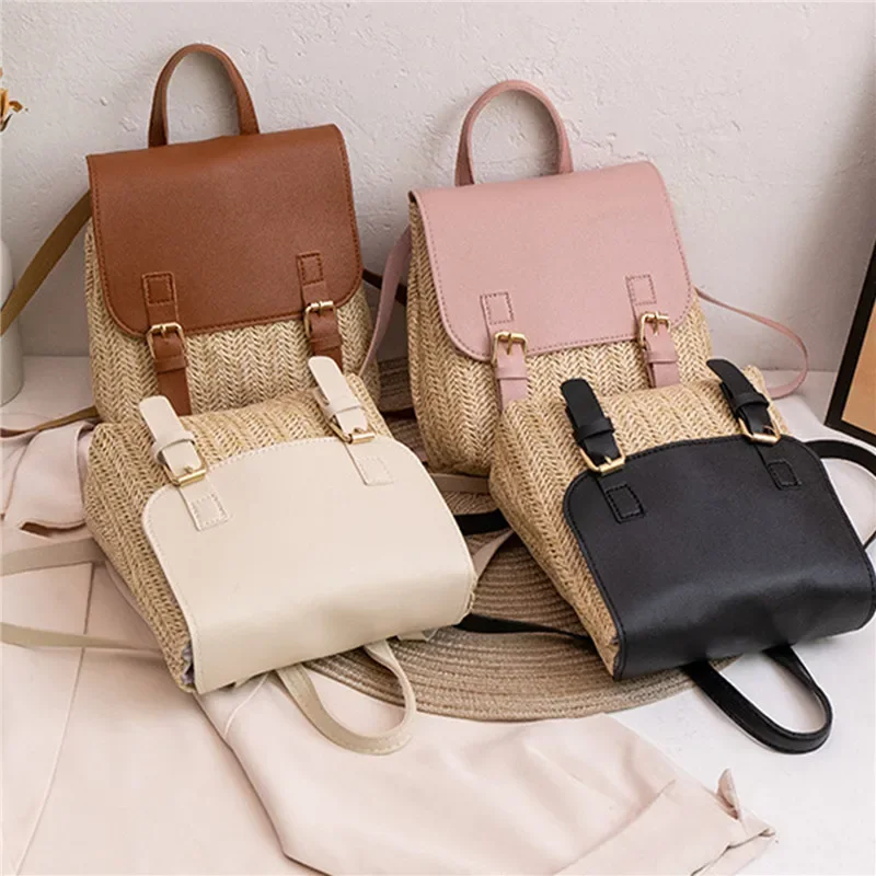 Fashion Women's Mini Bags for Women Retro Weave Handbag Women's Niche Designer Bag High-end Small Rattan Woven Backpack