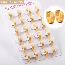 LUXUKISSKIDS 12pairs Matte Golden Small Hoop Earrings Sets Korean Fashion Steel Jewelry Simple Round Circle Ear Clips Wholesale