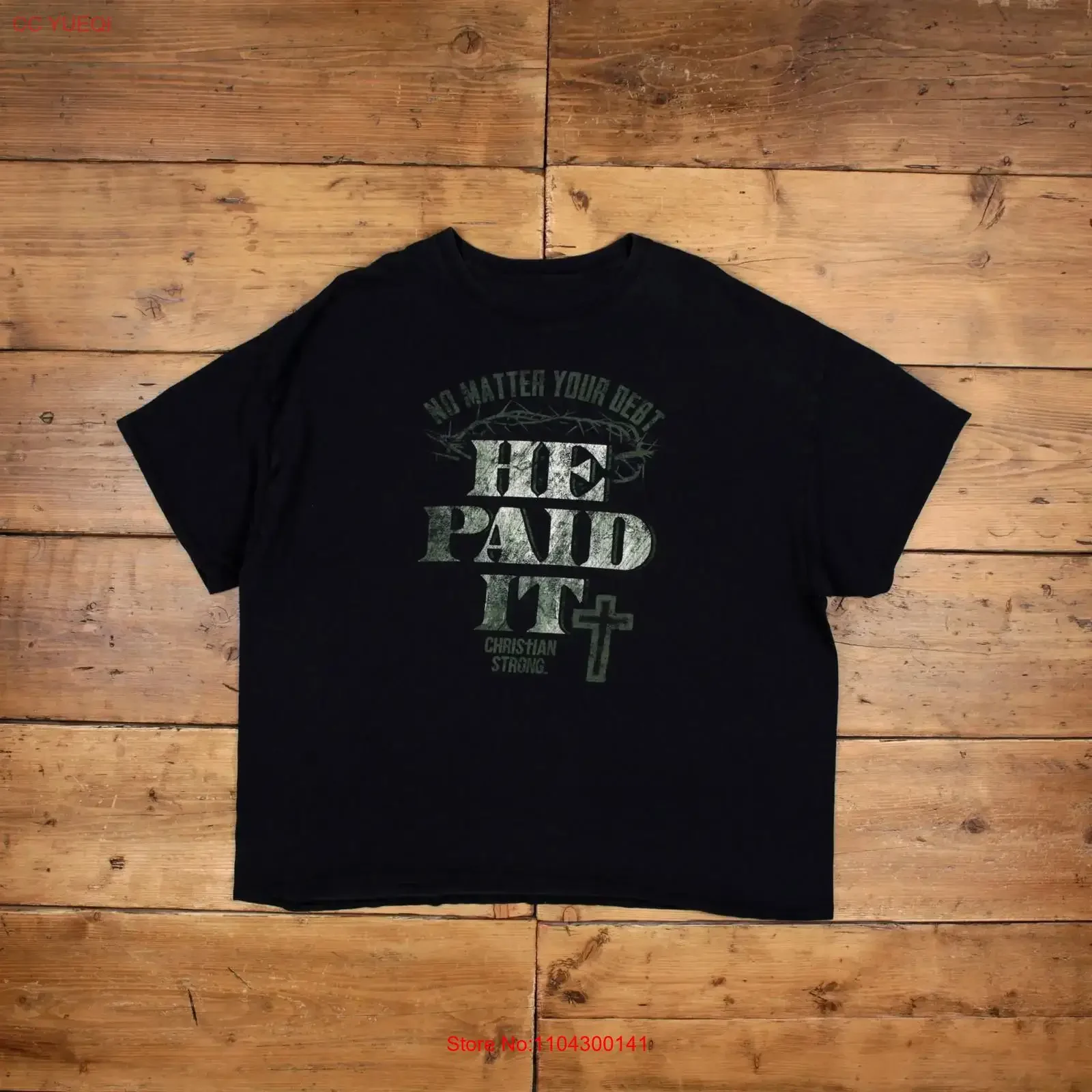 Vintage Christian Strong T Shirt 3XL Mens Black HE PAID IT Jesus 00s vintage Washed Unisex Comfortable fashion Versatile Casual