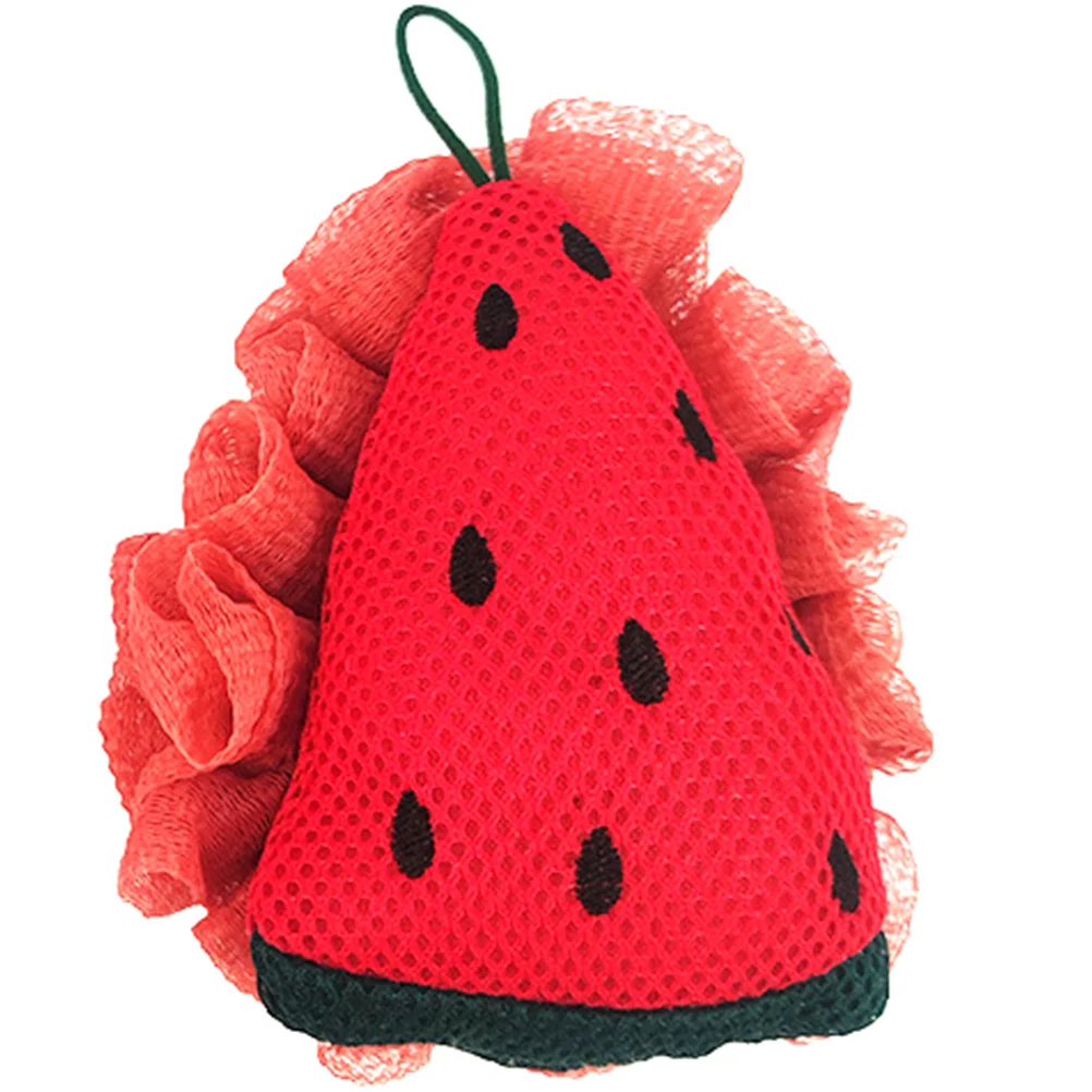 

Арбузная губка для ванны из люфы, мультяшный шарик для душа, скруббер для тела, красный отшелушивающий забавный скруббер для чистки кожи, купание