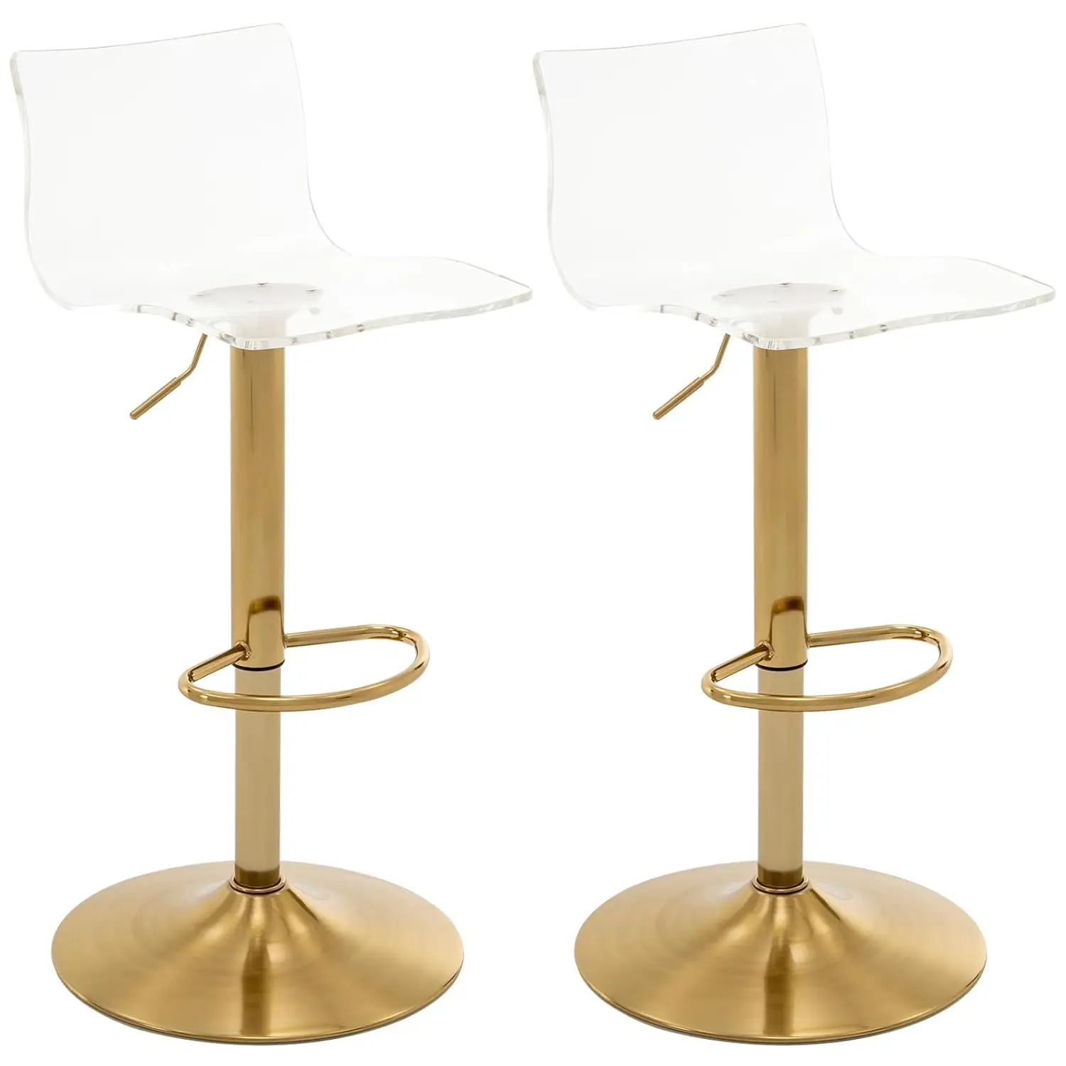 

Acrylic Bar Stools with Mid Back, Set of 2, Transparent Adjustable Swivel Airlift Barstools, Counter Height Bar, Customized
