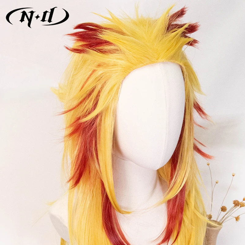 ND Yoriichi Tsugikuni Parrucche Cosplay Parrucchino Kimetsu no Yaiba Parrucche Cosplay per Comic Con Coser Costume Party Resistente al calore