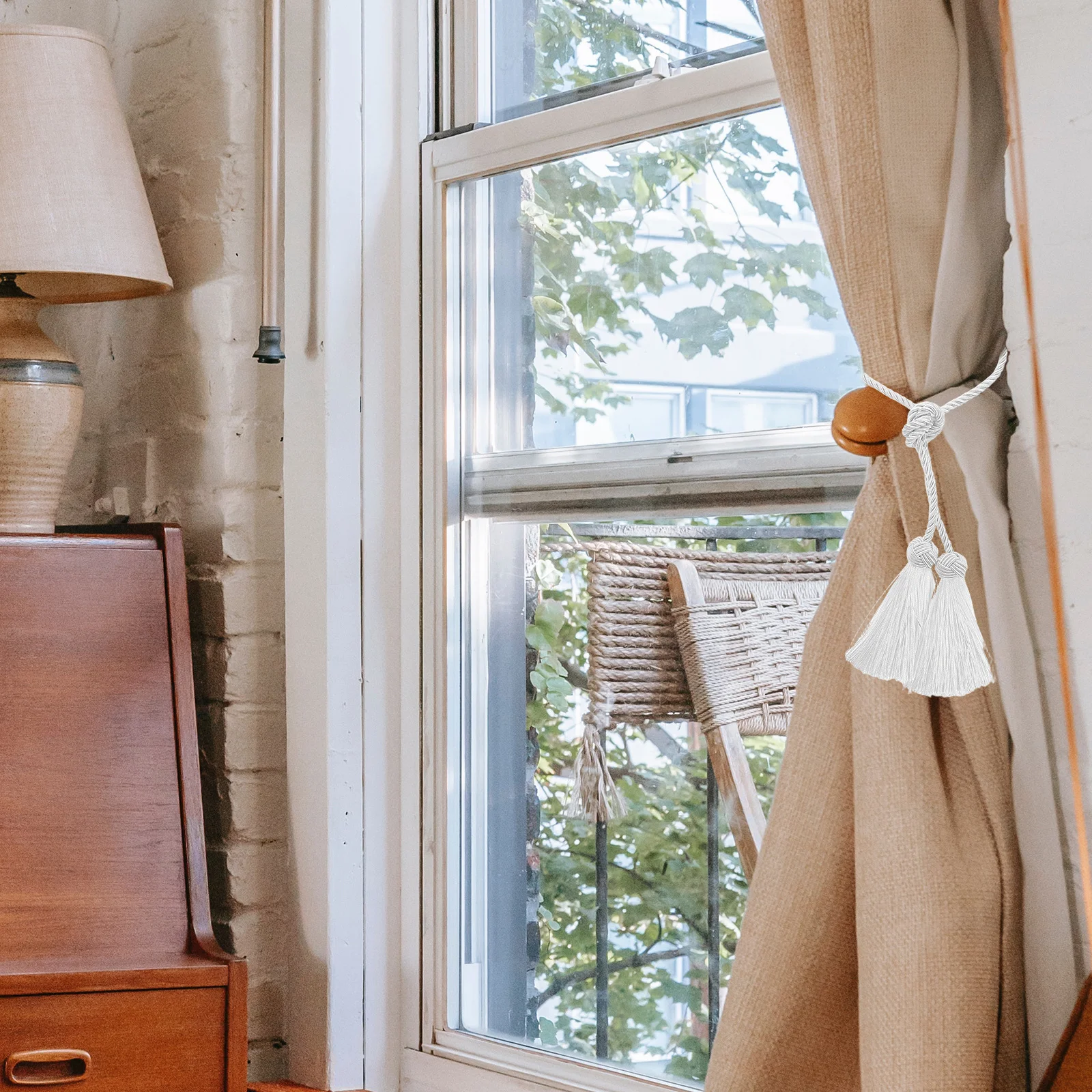 

2Pcs Curtain Tiebacks Decorative Tassel Buckle No Drill Curtain Holdbacks for Bedroom Living Room Office Drapes