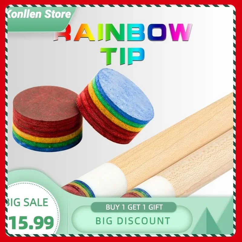 

Rainbow tip billiard 12mm 14mm Multi-Layers Pool Cue Stick Tip Billiards Pool Cue Tip Good Elasticity Tip Billiard Accessories