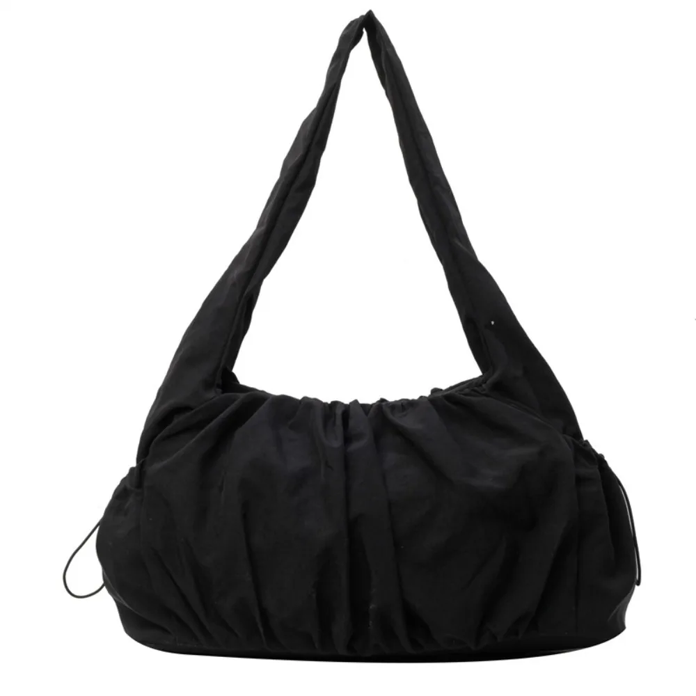 

Handbag Drawstring Canvas Shoulder Bag Korean Style Pleated Cloud Crossbody Bag Large Capacity Casual Underarm Bag School