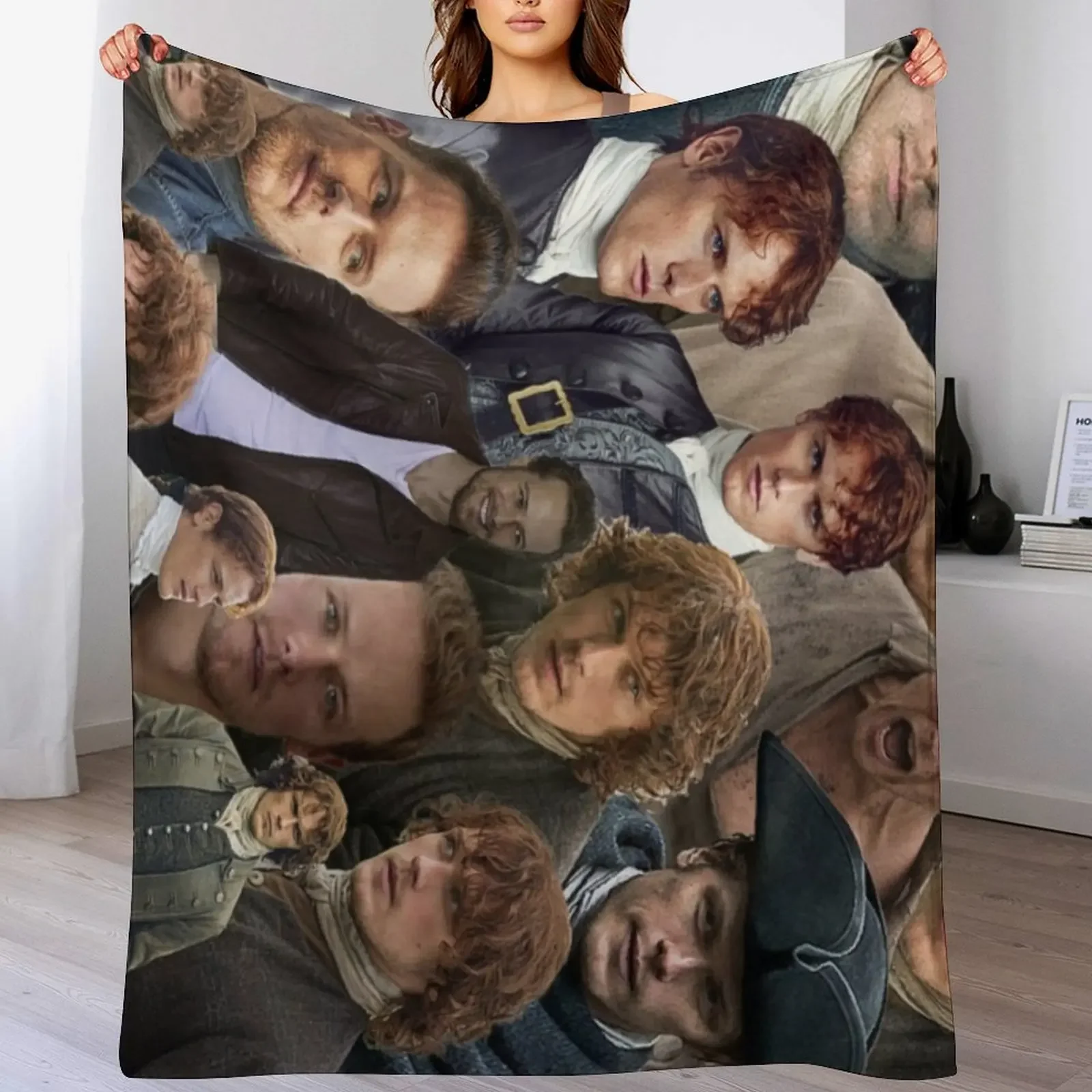 

sam heughan photo collage Throw Blanket blankets and throws blankets ands For Decorative Sofa Summer Beddings Blankets