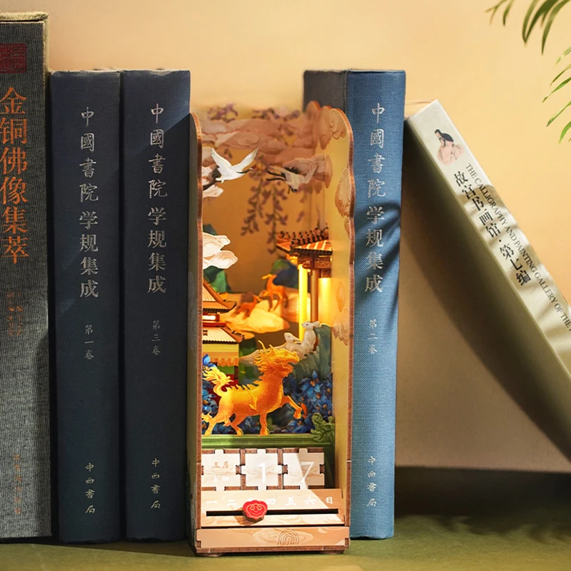 New DIY Book Nook Alley Forbidden City Model Building Bookend Bookshelf Insert Bookcase Toy for Children Christmas Gift Casa